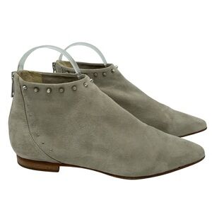 Ma&Lo Italian Suede Studded Pointy Ankle Boots